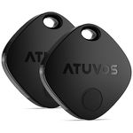 ATUVOS Air Tracker Tag Item Finder-2 Pack, Compatible with Apple Find My (iOS Only), Replaceable Battery, IP67 Waterproof, for Keys, Luggages, Suitcases, Wallets, Bags, Black