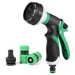 moinkerin Hose Spray Gun Garden Hose Nozzle 8 Patterns for Watering Plants or Lawns, Cleaning Pets, Cleaning Windows（Applicable 1/2 "Hose (Green)