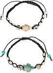 SPUNKYsoul Turtle Bracelet Set Adjustable Best Friend Couples Distance (or Anklet) Dalmatian Howlite Collection (2 Pack)