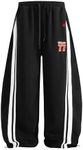 Aelfric Eden Barrel Sweatpants for Mens Side Striped Drawstring Elastic Waisted Wide Leg Lounge Pants with Pockets Black Large