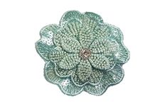 Mohan Shoppe Beads Work Flower Shape Fancy Designer Patch for Dresses, Sarees, Gowns, lehengas, Dupatta, Suits, etc., Pack of 1 Piece (Green)