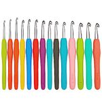 14Pcs Crochet Hooks Set Ergonomic Handle Extra Long Extreme Soft Smooth Multicolor Multi Size Knitting Crochet Supplies for Arthritic Hands, Beginners, Mom, Best Friend(2-10mm)