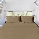 RV King Sheets Cotton - Giza Cotton Bed Sheet Set - Camper Sheets for Travel Trailers-4 Pieces Cotton RV Sheets 10"-15" Deep - RV Sheets for Campers -RV King: 72"X80" (Taupe)