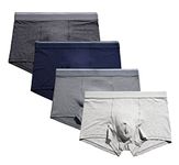 Seaoeey Underwear 4-Pack Men's Modal Breathable Loose Boxer Briefs Shorts Deep Gray/Sapphire/Gray/Light Gray Small