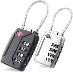 TSA Luggage Locks,4-Digit Security Suitcase Locks,Combination Padlock for Suitcases Flexible Cable Travel Lock, TSA Approved Luggage Lock (Black+Silver)