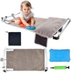 Toddler Airplane Seat Extender, Baby Travel Bed for Flying with Inflatable Pillow & Kits, Plane Footrest for Little Kids Flight Travel Essentials Accessories (Grey)