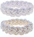 FROG SAC 2 Sailor Knot Bracelets, Nautical Knot Rope Bracelets, Natural and White Sailor Bracelets for Men and Women, Fishermans Bracelet Set, Cotton Knot Bracelets, Rope Bracelet Jewelry