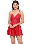 Klamotten Satin Hot & Sexy Lingerie Set For Women/Babydoll Mini Nighty For Honeymoon, Wedding Mini Night, First Mini Night Or To Be Given As Gift For Husband Or As For Wife (Small, Red)