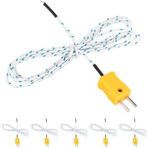 BlueStars Pack of 5 Temperature Probe for TM902C Yellow or Orange Temperature Measuring Line 2m/78.74in Long - Measure Range -50°C to 400°C Used for K-Type Mini-Connector
