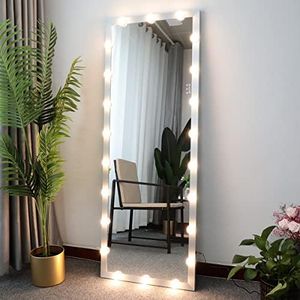 BEAUTME Vanity Mirror with Lights,Full Length Mirror 63" x 24",LED Standing/Wall-Mounted/Floor Mirror/Makeup Mirror with 22 Dimmable Bulbs(Silver)
