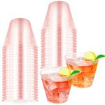 HKACSTHI 25 Pieces 9oz Plastic Cups Disposable Glitter Cups Wine Glasses Clear Plastic Tumblers Dessert Cups Drinking Cups Wedding Party Cups Cocktail Cups (Red)