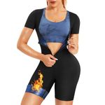 KUMAYES Sauna Sweat Suit for Women Full Body 3 in 1 Workout Slimming Hot Vest Tummy Control Shapewear (Black, M)