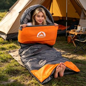 3-Season Sleeping Bag – Grey/Orange, Lightweight Camping Gear