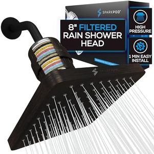 SparkPod Luxury Filtered Shower Head Set 23 Stage Shower Filter - Reduces Chlorine and Heavy Metals - High Pressure Showerhead Filter (8" Square, Vintage Oil-Rubbed Bronze)