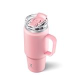 Meoky 32 oz Tumbler with Handle, Insulated Tumbler with Lid and Straw, Stainless Steel Travel Mug, 100% Leak Proof, Keeps Cold for 24 Hours or Hot for 8 Hours, Fits in Car Cup Holder (Blush)