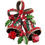 Vintage Colorful Rhinestone Christmas Jingle Bells Brooch Pin Festive Decorations Ornaments for Women Sturdy and Practical Fashion