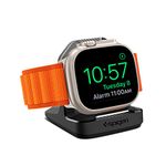 Spigen Rugged Armor Stand Compatible with Apple Watch Charger Stand Apple Watch Ultra 2/1, Series 10/9/8/SE2/7/6/SE/5/4/3/2/1 46/45/44/42/41/40/38mm - Black