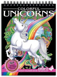 ColorIt Colorful Unicorns Adult Coloring Book - 50 Single-Sided Pages, Thick Smooth Paper, Lay Flat Hardback Covers, Spiral Bound, USA Printed, Hand Drawn Unicorn Coloring Pages