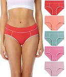 wirarpa Women's Cotton Underwear Mid Low Rise Briefs Full Coverage Panties 5 Pack Multicolor X-Small