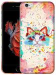 Glisten - iPhone 6 Case, iPhone 6S Case - Cat Watercolour Design Printed Slim, Sleek & Cute Plastic Hard Snap on Protective Designer Back Phone Case/Cover for iPhone 6, iPhone 6S., White