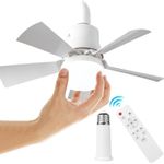 HiGropcore Ceiling Fans with Lights & Remote Control 40w Ceiling Fan Light Bulb E27 Converter Base Dimmable 3 Speeds Timing LED Ceiling Fan for Kitchen Bedroom