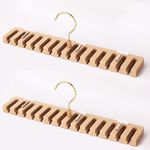 Pack of 2 Tie Holder Belt Holder Belt Hanger for Cabinet Wood Wall Mount Belt Holder Belt Organiser for Cabinet Organization and Storage (14 Grooves)