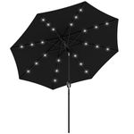 Outsunny 2.7m Patio Garden Umbrella Outdoor Parasol with Tilt Crank and 24 LEDs Lights (Black)