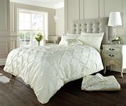 GC GAVENO CAVAILIA Pintuck Duvet Cover, Polycotton Pleated Bedding Bed Set, Cream, Double