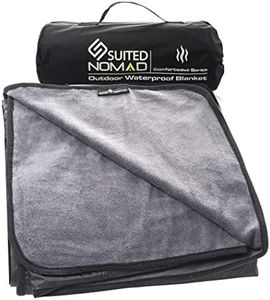 SUITEDNOMAD Large Waterproof Outdoor Stadium Blanket, Windproof and Warm Double Sided Fleece Throw, Great for Cold Weather Camping,Picnic,Sports,Festivals,Dogs