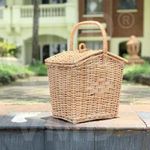 VMD, Wicker Picnic Baskets with Lid, Vintage-Style Picnic Hamper with Handle for Picnic, Camping, Outdoor, Thanks Giving, Birthday, Wedding Basket with Handle, Decorative Home Storage (natral colour)