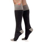 VIM & VIGR Cotton 15-20 mmHg Graduated Compression Socks for Women & Men (Heathered Grey & Dark Gray, S/M Wide Calf)