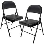 BQKOZFIN Folding Chairs with Padded Seats, Portable Easy Storage Foldable Chair, Indoor Comfortable Metal Chairs for Events Office Wedding Party, 330lbs Capacity (Black X2)