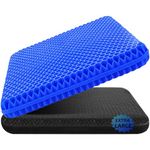 Gel Seat Cushion for Long Sitting (Large & Thick), Soft & Breathable, Gel Chair Cushion for Wheelchair, for Hip Pain, Gel Seat Cushion for Office Chair (Blue)