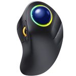 ProtoArc Wireless Trackball Mouse Bluetooth, EM03 Ergonomic RGB Finger-operated Trackball Mouse Rechargeable Computer Laptop Mouse, 3 Device Connection, Compatible with iPad, Mac, Windows - Blue