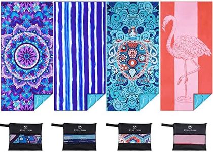 Qinqinamu Microfiber Beach Towel with Bag Oversized 71x32 Sand Free 4 Pack