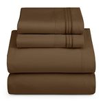 Hearth & Harbor Twin XL Size Sheets - 3 Piece Bed Sheet Set, Hotel Luxury Double Brushed Bed Sheets - Extra Soft Bedding Sheets & Pillowcases, Twin XL, Brown