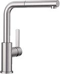 BLANCO 523123 Lanora-S, Kitchen Mixer Tap in Solid Stainless Steel With Pull-out Spout, High Pressure, Brushed Stainless Steel