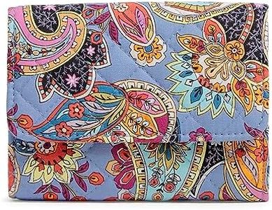 Vera Bradley Women's Cotton Riley Compact Wallet with RFID Protection, Provence Paisley, One Size