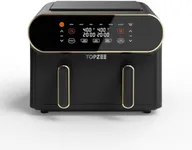 TOPZEE 11-QT Large Air Fryer, 8-in-1 XL Airfryer with Flex Basket, Divider for Dual Cooking, Preheat Air Fry, Roast, Broil, Bake, Reheat, Dehydrate, French Fries Dishwasher Safe, w/Gold Border