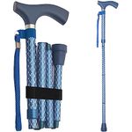 Switch Sticks Walking Cane for Men or Women, Foldable and Adjustable from 32-37 inches, Engraved Azure