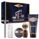 King C. Gillette Men’s Double Edge Safety Razor Set, Platinum Coated Blades, Shaving Brush, Beard Softener and Shave Cream, Precision Wet Shaving Kit, Grooming Gift for Men