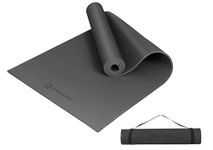 Primasole Yoga Mat with Carry Strap for Yoga Pilates Fitness and Floor Workout at Home and Gym 1/4 thick (Black Color) PSS91NH004A