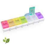 Maison-Market Daily Pill Organizer 7 Day, Weekly Pill Case Organizer Large Compartment, Travel Pill Container Small with Easy Open Design, Medication Pill Case Box for Purse to Store Vitamins, F