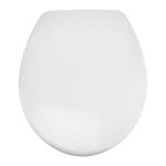 Amazon Basics O-shaped Heavy-Duty Soft-Close and Quick-Release Urea Toilet Seat, Universal Size, White, 37 x 42.5 cm