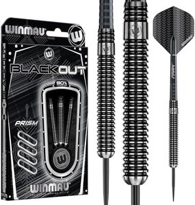 WINMAU - Blackout 1 Series 25g - 90% Tungsten Darts - Professional Steel Tip Darts Set with Dart Flights and Shafts