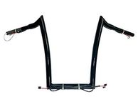 Pre Wired Dominator Industries 14 Inch Rise, 1 1/4 Inch Road Glide Meathook Ape Hanger Handlebars, Gloss Black Compatible With 2015-2023 Harley Road Glides