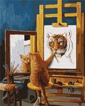 Amiiba DIY Paint by Numbers Kits, I am Tiger, A Cute Cat Painting 16x20 inch Acrylic Painting by Number Wall Art Crafts (Cat, without Frame)