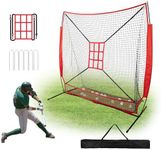 Wiseek Baseball Net - 7x7 ft Baseball Nets for Batting with Large Ball Collection System, Baseball&Softball Hitting Net, Strike Zone&Carry Bag, Baseball Training Equipment for Pitching Batting