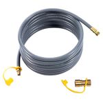 MOASKER 36-Foot Natural Gas Hose, 3/8" ID Natural Gas Conversion Kit Low Pressure Hose with Quick Connect/Disconnect Fittings, 3/8 Female Pipe Threads x 3/8 Male Flare for Weber, Char-Broil and More