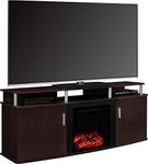 Altra Furniture Carson Fireplace TV Console, 70", Cherry/Black